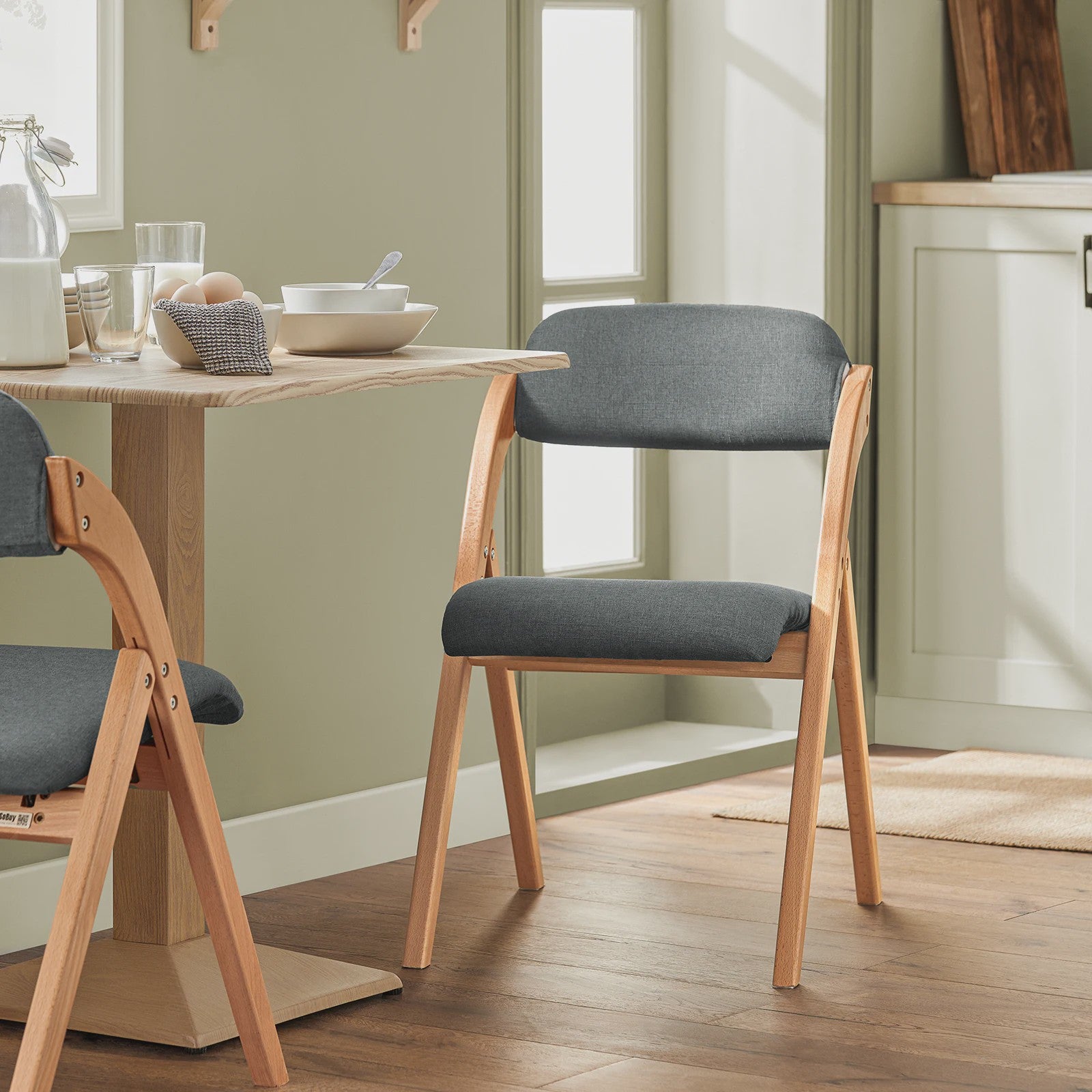 Opvouwbare Keukenstoelen met Gestoffeerde Zitting en Rugleuning - Set van 2