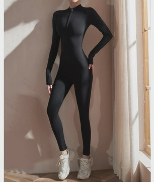 Dames Jumpsuit met Lange Mouwen - Slim Fit Stretch Romper voor Yoga & Fitness