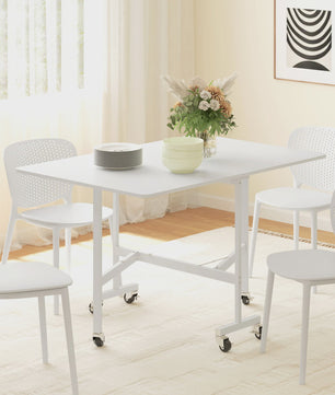Homcom Klaptafel Eettafel voor 4-6 Personen met Wielen 120x80x73 cm