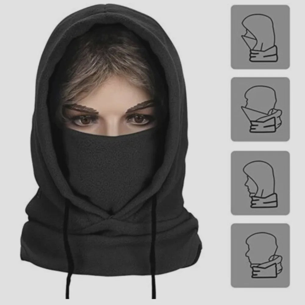 Unisex Winter Balaclava met Capuchon - Winddicht Fleece Masker met Trekkoord voor Motorrijders en Koude Dagen