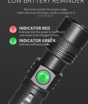 E-Smarter U518 Oplaadbare Zaklamp met Telescopische Zoom & Low Battery Indicator