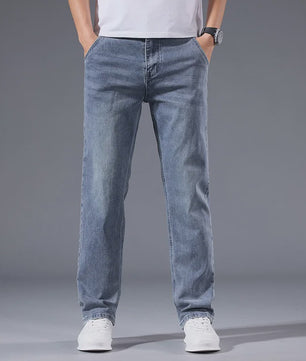 Herfst/Winter Heren Jeans: Losse Pasvorm Rechte Pijpen met Retro Washed Look & Fleece Voering