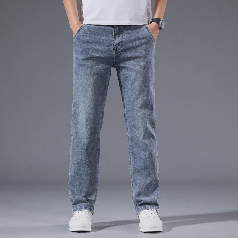 Herfst/Winter Heren Jeans: Losse Pasvorm Rechte Pijpen met Retro Washed Look & Fleece Voering