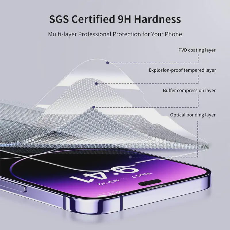 Gehard Glas Screenprotector voor iPhone 14 Pro & 15 Pro - Krasbestendig & HD Helder
