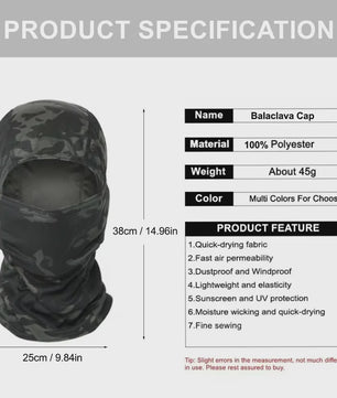Camouflage Balaclava Volledig Gezicht Masker - Ademend, UV-beschermend voor Outdoor Sporten