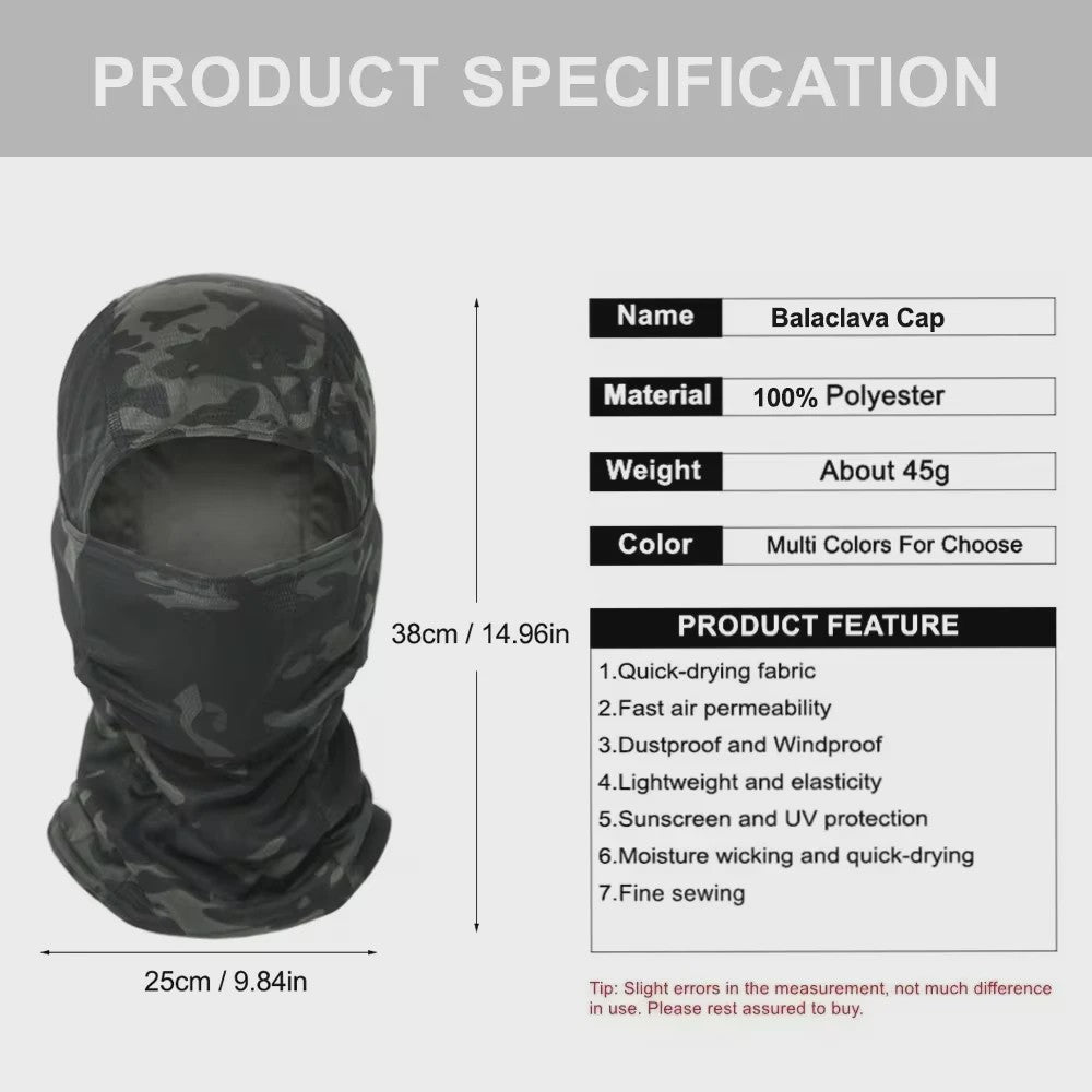 Camouflage Balaclava Volledig Gezicht Masker - Ademend, UV-beschermend voor Outdoor Sporten
