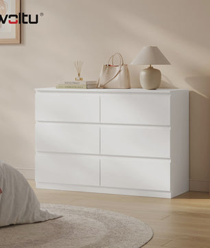 Witte Ladekast met 6 Lades - 100x69x36cm - Opbergkast voor Woonkamer & Hal