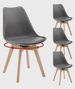 Set van 4xElegante eetkamerstoelen - Kunstleer & Massief Hout - Draaibaar & Comfortabel