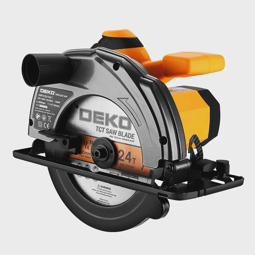 DEKO Elektrische Cirkelzaag 1500W - 185mm Multifunctioneel met Extra Handvat