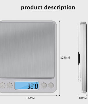 Precisie Digitale Weegschaal - Luxe RVS Platform met LCD Display