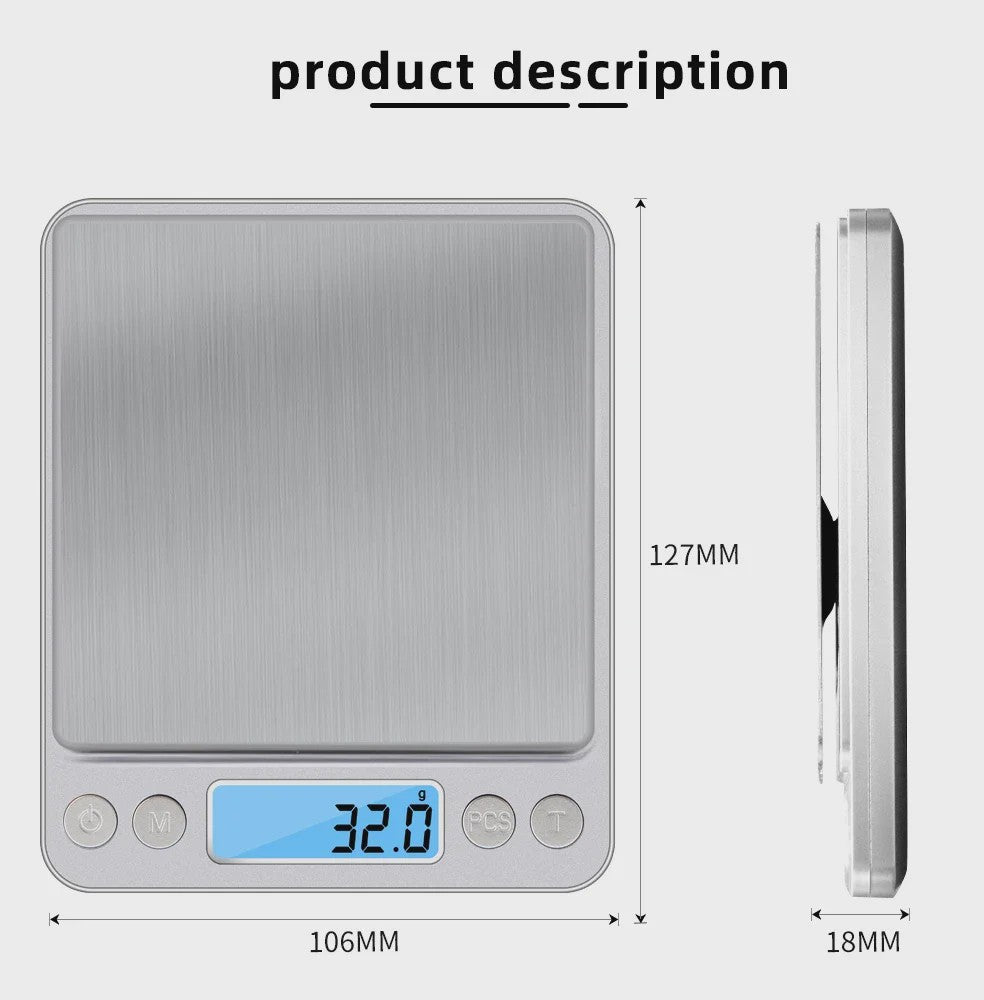 Precisie Digitale Weegschaal - Luxe RVS Platform met LCD Display