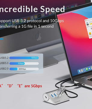 ORICO 10Gbps USB 3.2 Docking Station Hub met PD60W Opladen en 4/7 Poorten