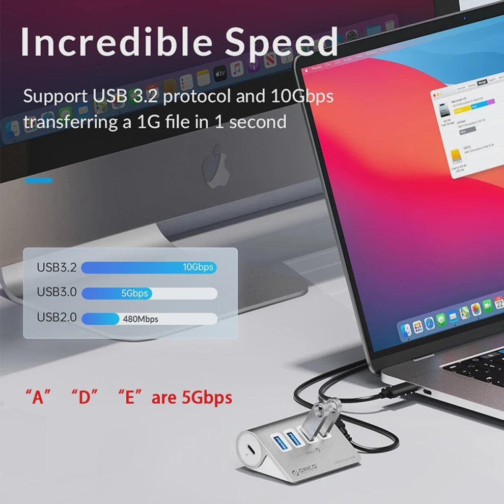 ORICO 10Gbps USB 3.2 Docking Station Hub met PD60W Opladen en 4/7 Poorten