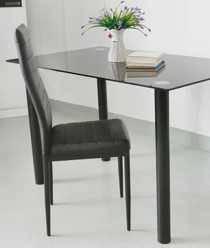 Set van 4 Eetkamerstoelen - Gestoffeerd PU Leer met Metalen Poten