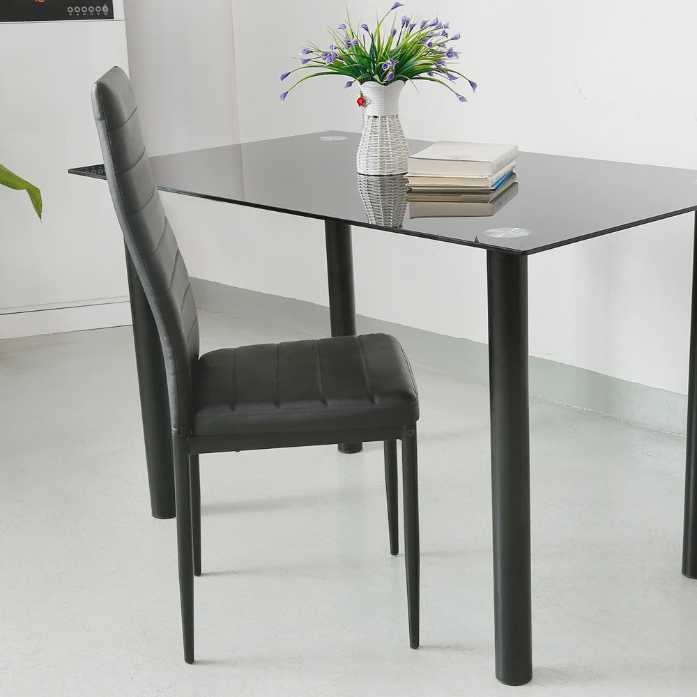 Set van 4 Eetkamerstoelen - Gestoffeerd PU Leer met Metalen Poten