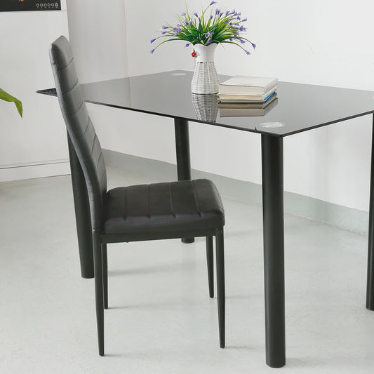Set van 4 Eetkamerstoelen - Gestoffeerd PU Leer met Metalen Poten