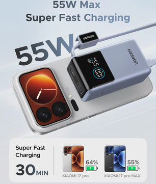 UGREEN 55W Powerbank 10000mAh met Type-C Kabel - Draagbaar Snel Laden