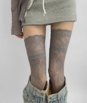 Luxe Kant Dijhoge Kousen - Elegante Over de Knie Sokken voor Dames & Lolita Stijl