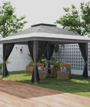 Outsunny Partytent 3.6x3.6m met 4 UV-beschermende Mesh Zijwanden