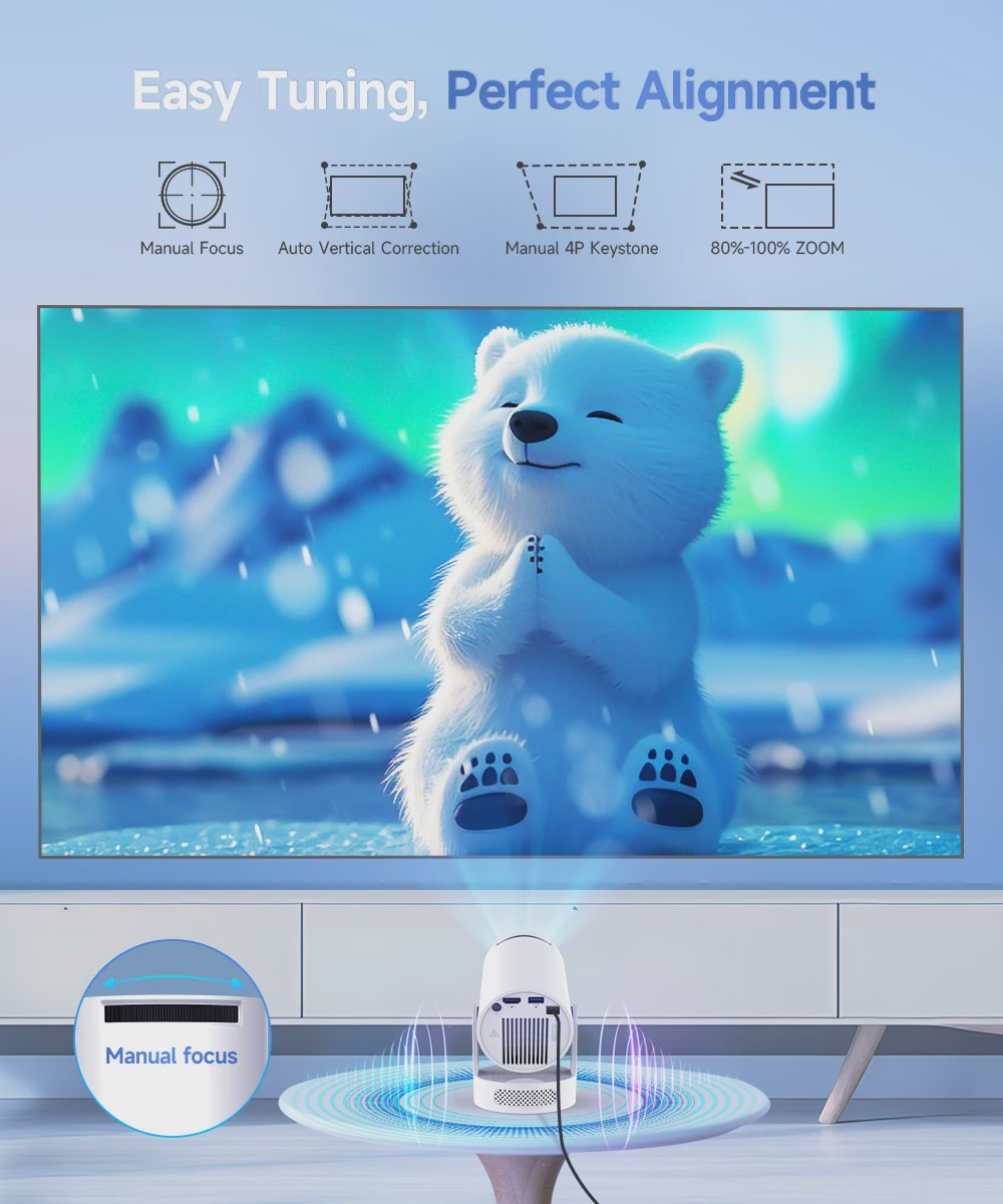 Magcubic HY300 Pro+ Draagbare Projector: 8000 Lumens, Android 14, WiFi 6, 8K Support