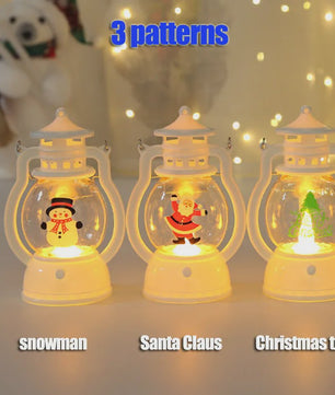 Draagbare LED Kerst Lantaarn met Kerstman & Sneeuwpop - Sfeervolle Binnen Decoratie op Batterijen