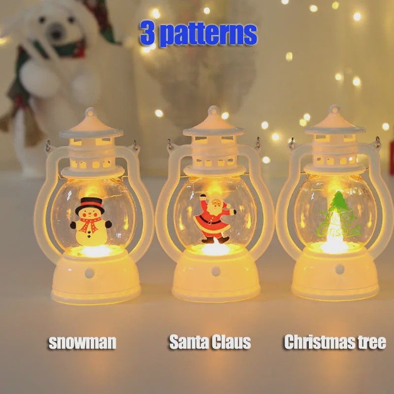 Draagbare LED Kerst Lantaarn met Kerstman & Sneeuwpop - Sfeervolle Binnen Decoratie op Batterijen