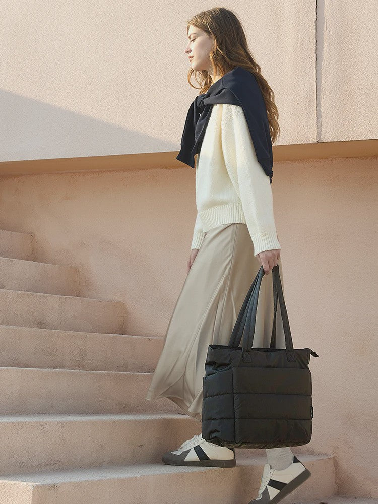 BAGSMART Grote Puffer Tote Bag - Stijlvolle en Ruime Handtas voor Werk, Studie en Shoppen