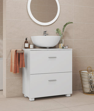 Witte Onderbouw Wastafelkast met 2 Lades - 60x30x63.8 cm