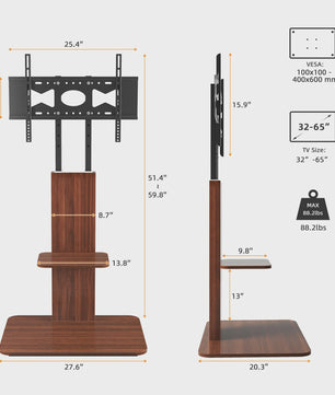 Robuuste TV Voet met 5 Hoogte Niveaus | Verstelbare TV Standaard voor 32-65 Inch Schermen