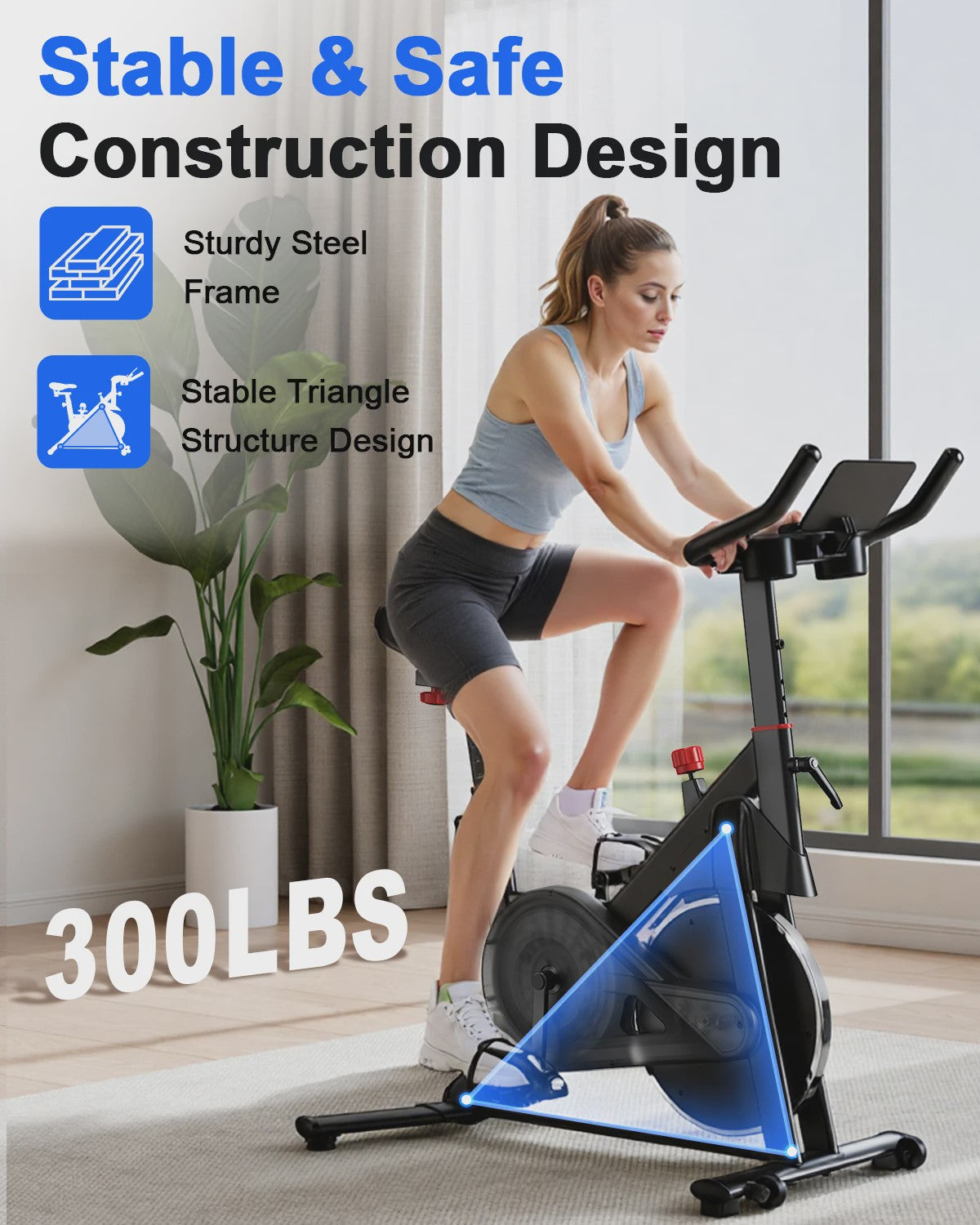 Superun Hometrainer met Magneetweerstand en Tablet Houder - Comfortabel Binnen Fietsen