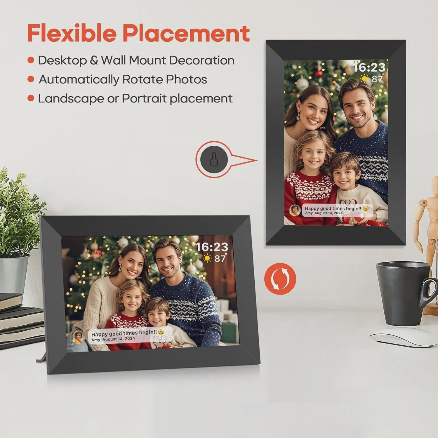 Frameo Smart WiFi Digitale Fotolijst 10.1 Inch HD Touchscreen met 32GB/64GB Opslag en Wandmontage