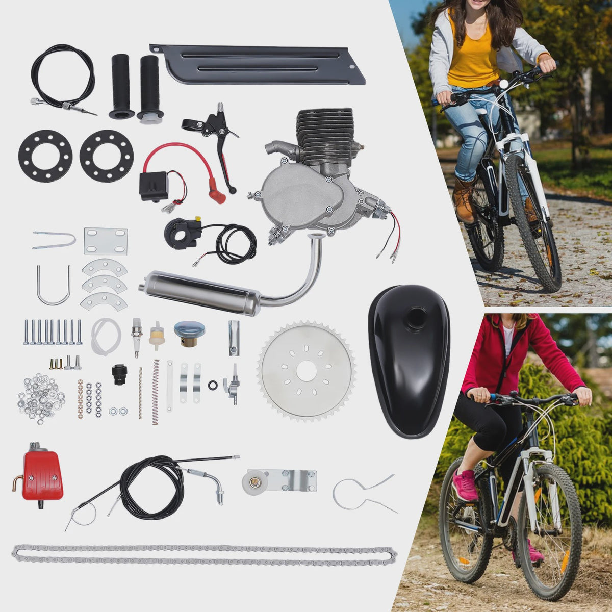 100CC 2-Takt Fietsmotor Kit - Benzine Motor voor Fietsen - Luchtgekoeld