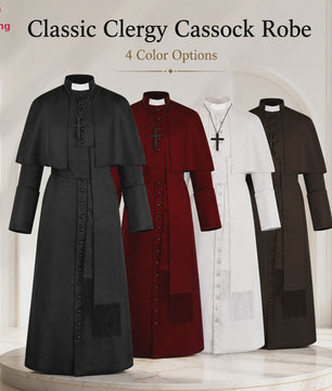 Middeleeuwse Priesterlijke Cassock Robe met Kruis & Accessoires - Retro Religieus Kostuum