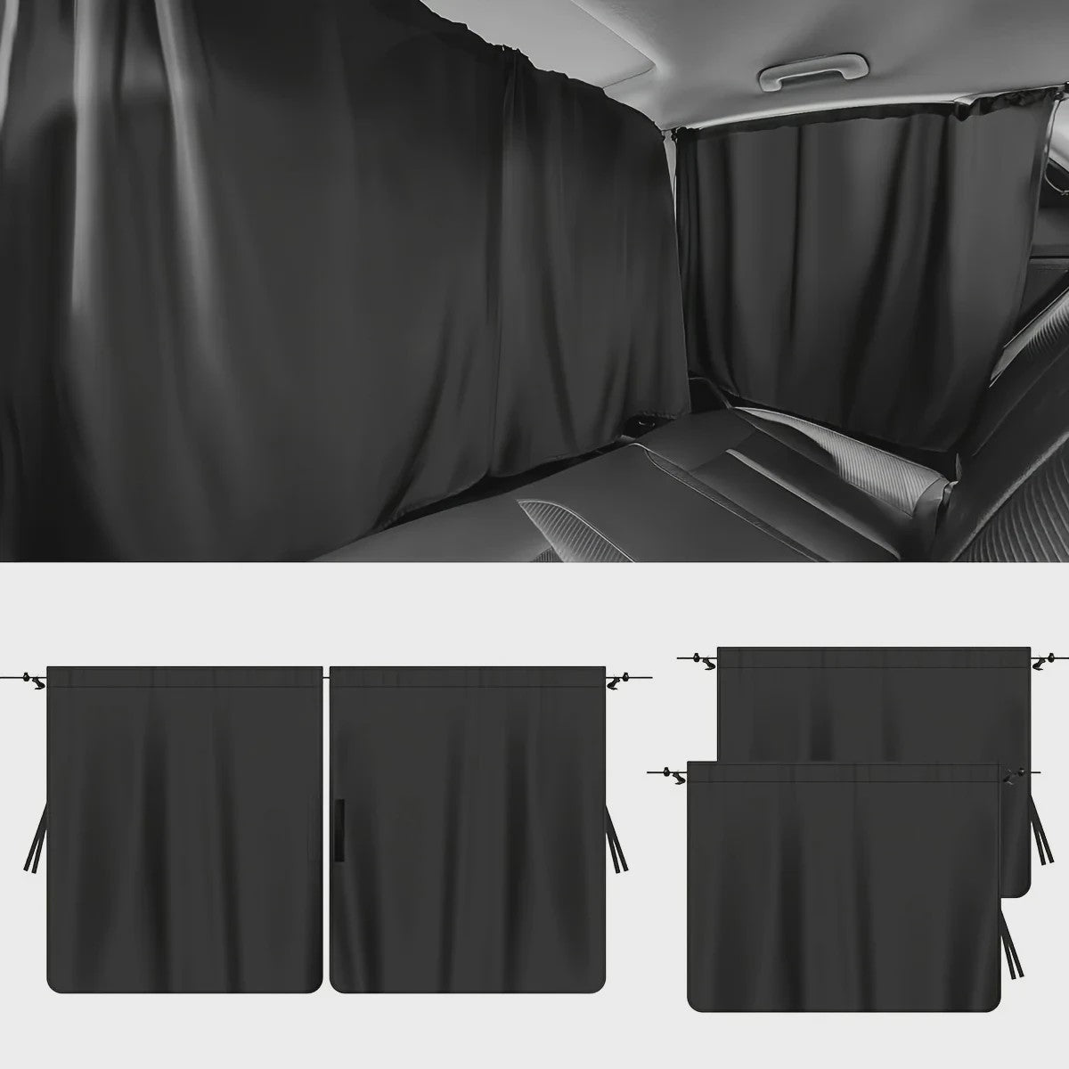 4-delige Set Auto Gordijnen: Privacy & Zonwering voor Comfortabel Reizen en Slapen