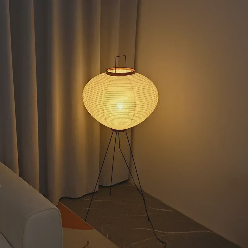Japanse Rijstpapieren Vloerlamp - Wabi Sabi Design - Noguchi Stijl