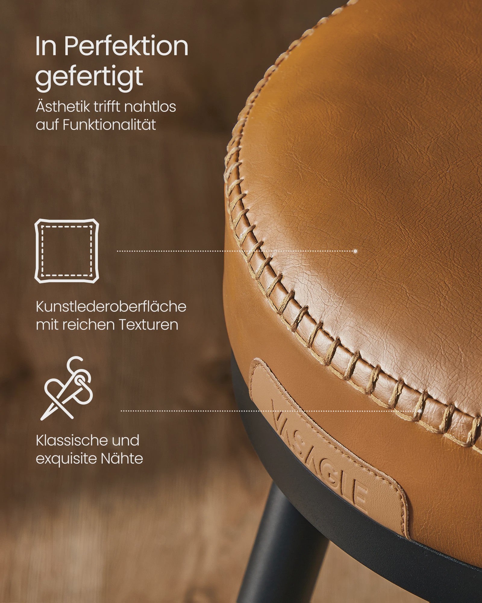 Set van 2 Bruine Barstoelen met Rugleuning en Draaibare Zitting - Kunstleer