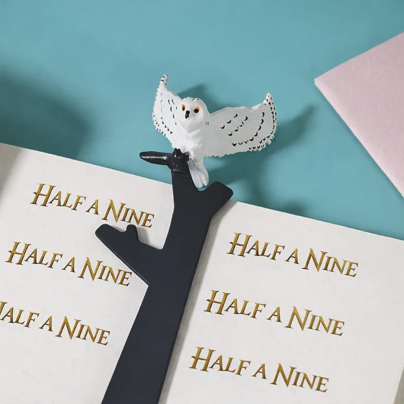 3D Sneeuwuil Boekenlegger met Tak - Uniek Leessieraad voor Boekenliefhebbers
