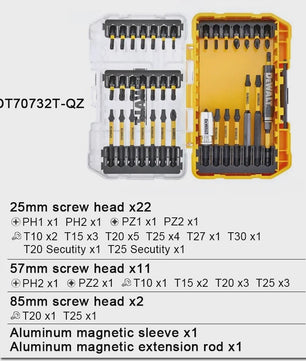 Dewalt 29-delige Schroefbitset met Robuuste Koffer - DT70734T-QZ