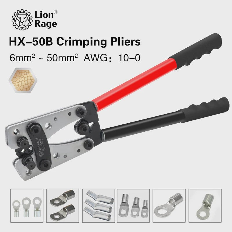 Professionele Krimptang HX-50B voor Kabelogen | 6-50mm² | AWG 10-0