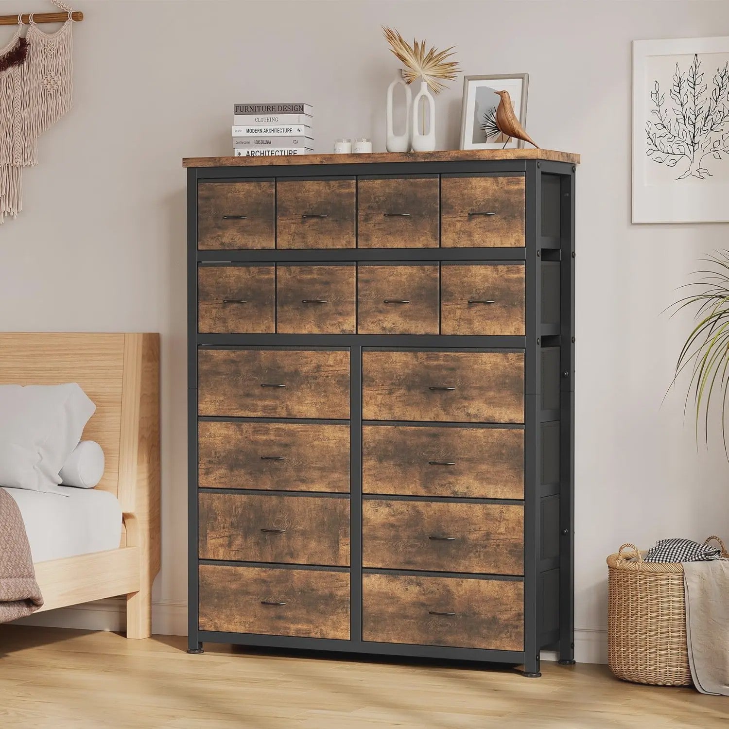 Ladekast met 16 Lades - Hoge Commode Organizer voor Slaapkamer