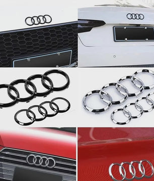 Zwart Audi Logo Embleem 4 Ringen - Voor Grille & Kofferbak