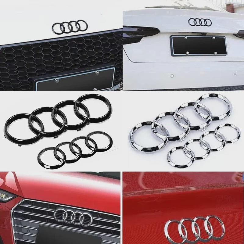 Zwart Audi Logo Embleem 4 Ringen - Voor Grille & Kofferbak