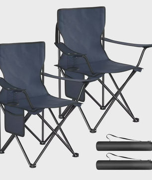 Set van 2 Campingstoelen met Drankhouder en Zijvak - Inclusief Draagtassen
