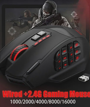 E-YOOSO X-33 Gaming Muis: Dual Mode (2.4G Draadloos/Bedraad), 16000 DPI, 16 Programmeerbare Knoppen & RGB