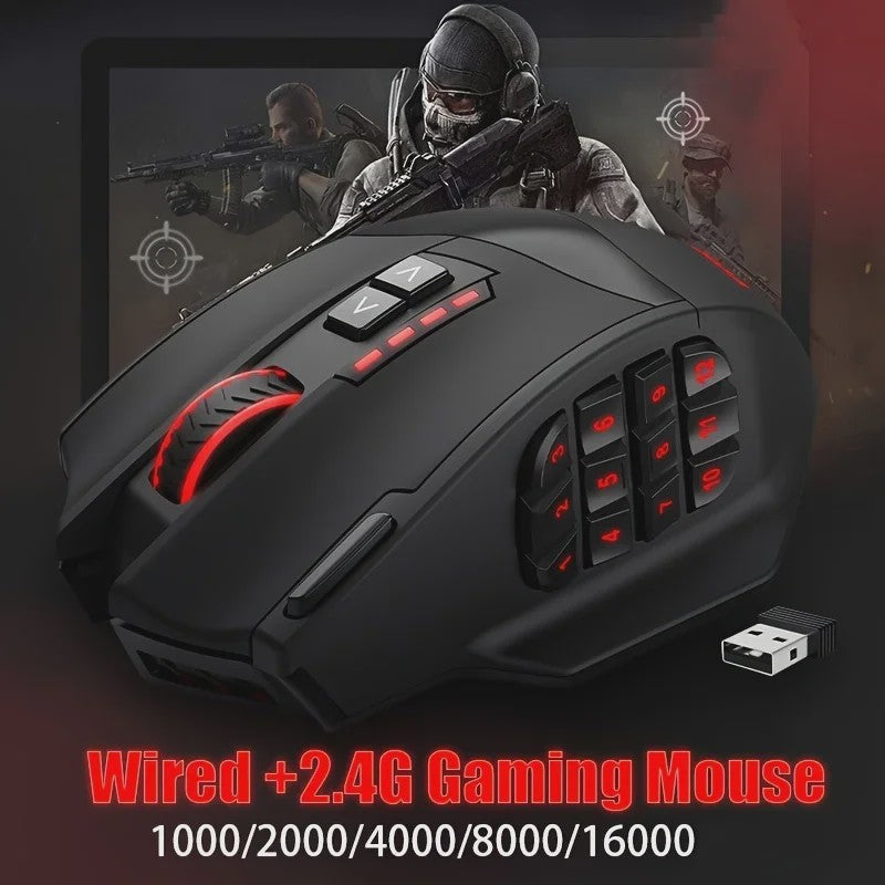 E-YOOSO X-33 Gaming Muis: Dual Mode (2.4G Draadloos/Bedraad), 16000 DPI, 16 Programmeerbare Knoppen & RGB
