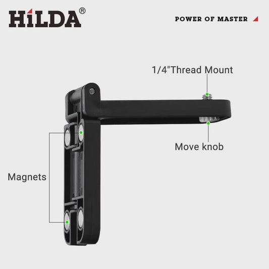 HILDA Mini Laser Level Muurbeugel met 180° Verstelbaarheid en Sterke Magneet