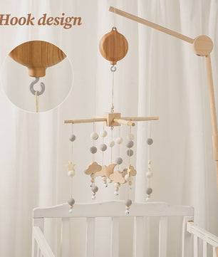 Houten Muziekdoosje Baby Mobiel - Draaiend & Kalmerende Melodieën voor de Babykamer