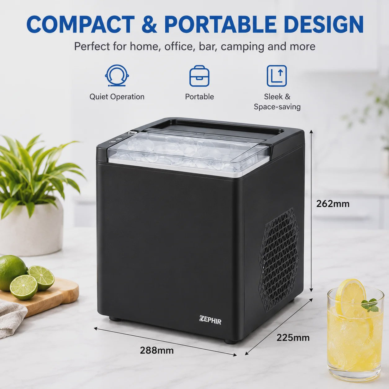 Compacte IJsmachine voor aanrecht - 12KG/24H - Zelfreinigend - Bullet IJs - 1.5L Tank