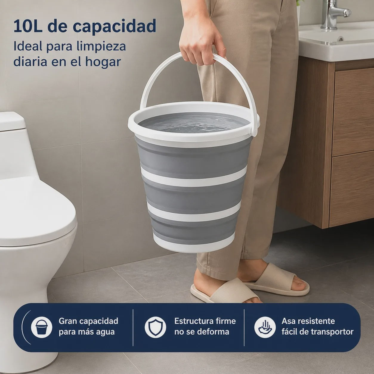 Opvouwbare Emmer 10L - Draagbaar, Multifunctioneel voor Auto, Huis, Camping & Tuin