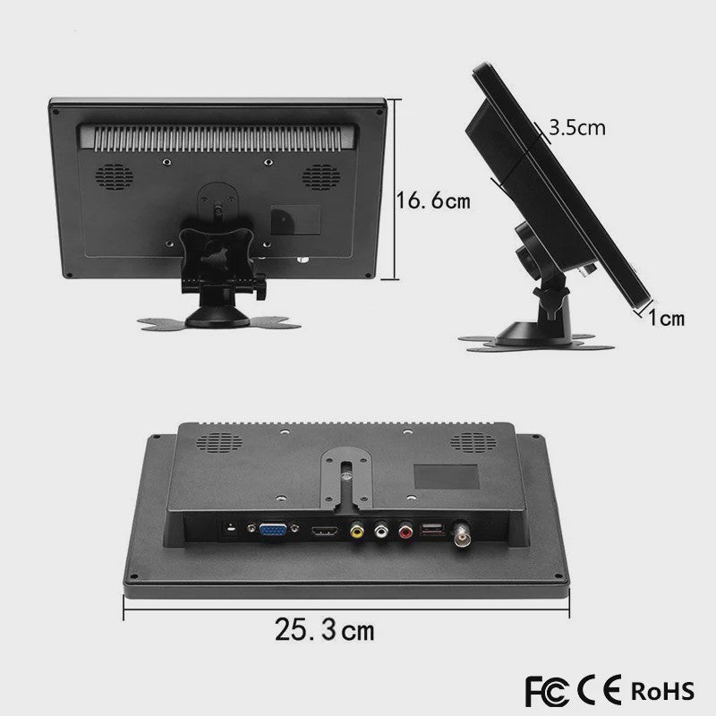 Podofo 10.1 Inch HD LCD Monitor: Veelzijdige Headrest Scherm met HDMI, VGA, USB & meer
